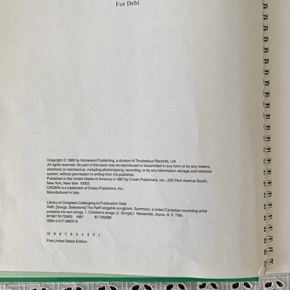 Raffi The Singable Songbook by Raffi Sheet Music - 1980 - Picture 5 of 9
